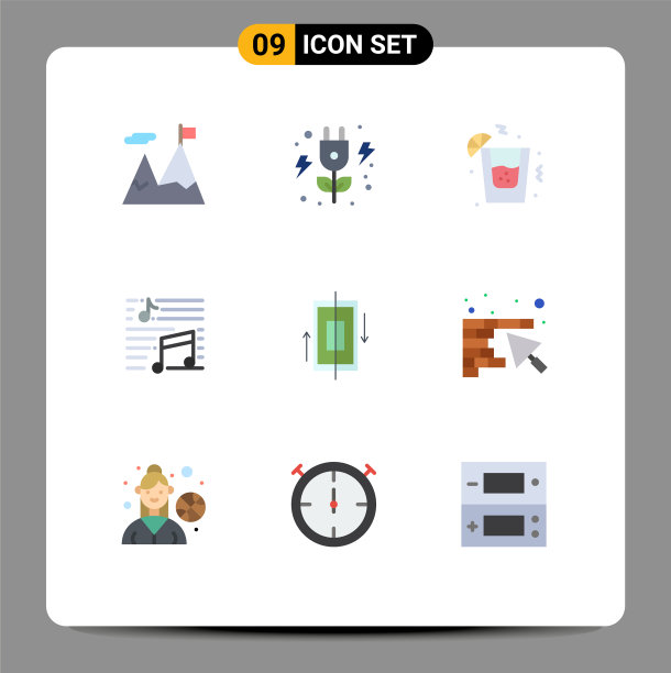 可编辑线包9个简单的平面颜色图片下载