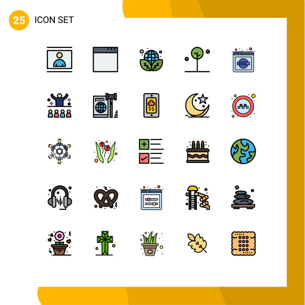 25主题填充线平面颜色和可编辑图片下载