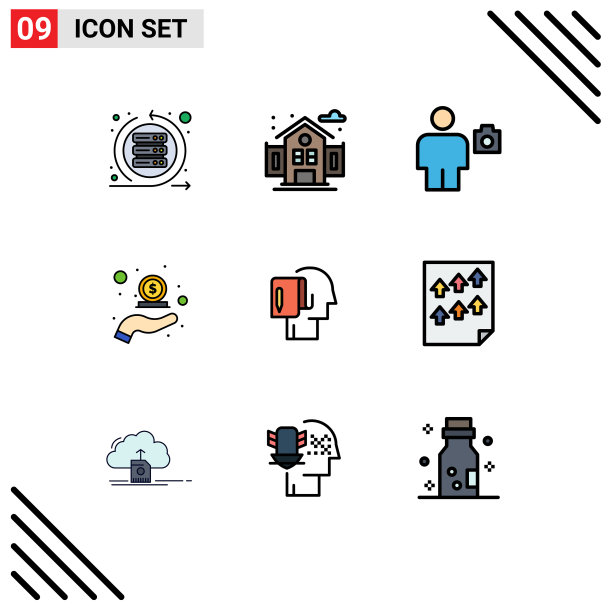 组9现代填充线平面颜色集图片下载