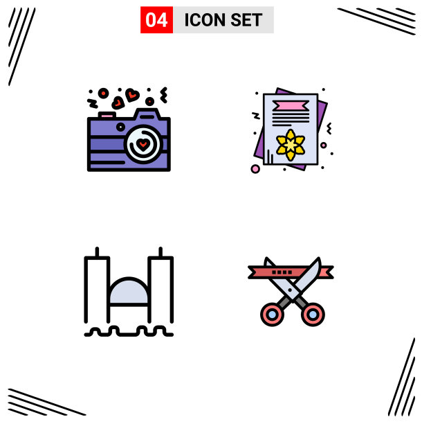 为卷筒纸设置4种通用填充线平面颜色图片下载