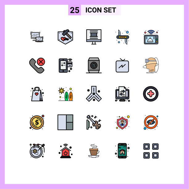 25主题填充线平面颜色和可编辑图片下载