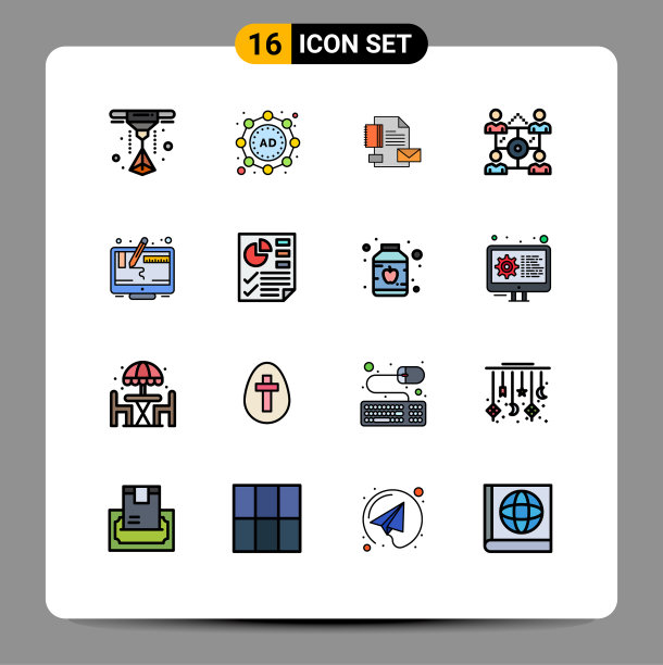 16平面颜色填充线概念的网站图片下载