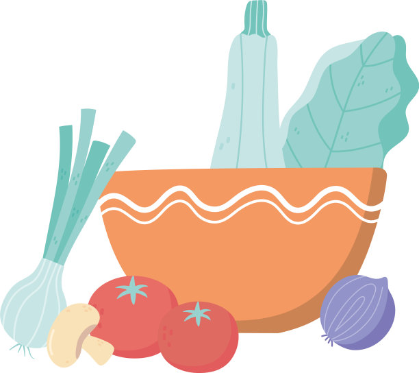 食物新鲜蔬菜西红柿洋葱蘑菇碗图片下载