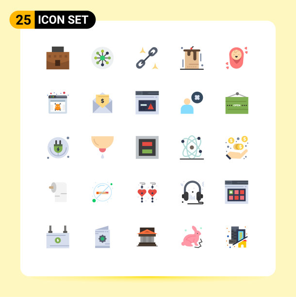 将25个单色标志和符号组合在一起图片下载