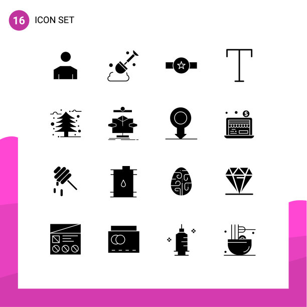 通用图标符号组16个现代立体图片下载