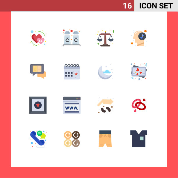 16个创意图标现代标志和短信符号图片下载