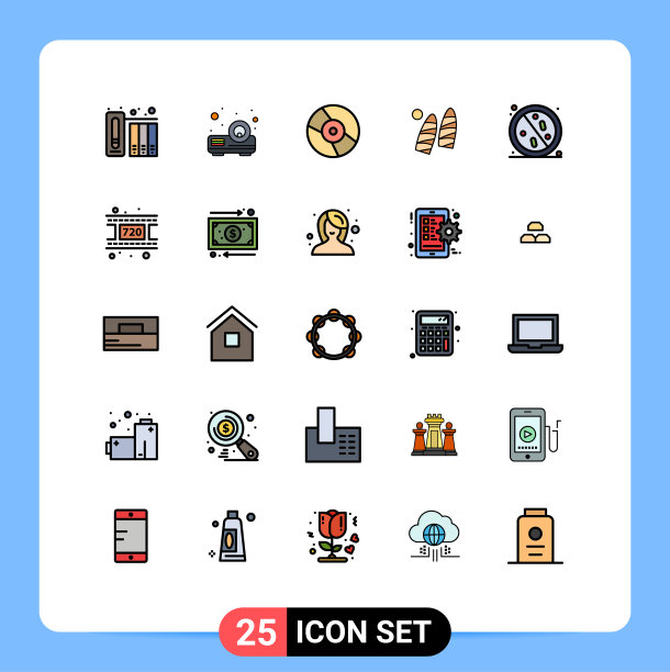 用户界面包25基本填充线平图片下载