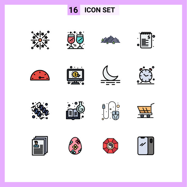 16主题平色填充线条和可编辑图片下载