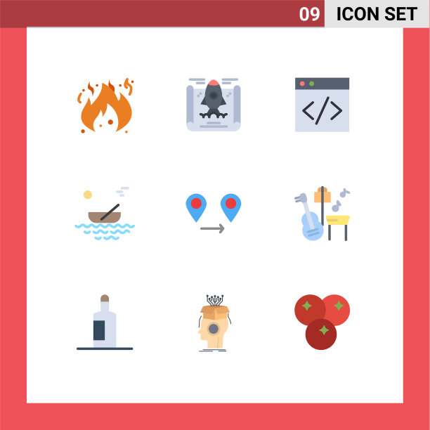 9个通用的单色符号象征着吉他图片下载