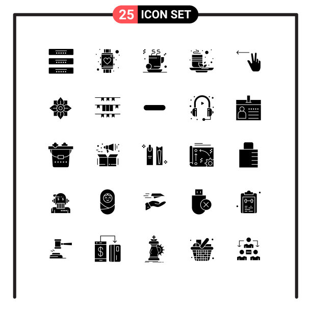 25个创意图标的现代符号和符号图片下载