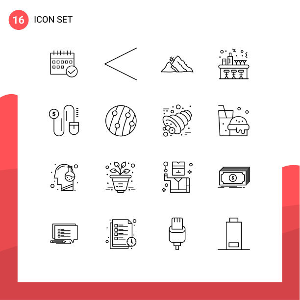 可编辑线包16个简单的轮廓夜图片下载