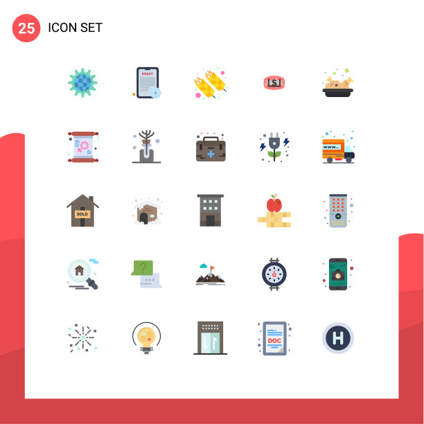 象形图设置25个简单的平色元图片下载