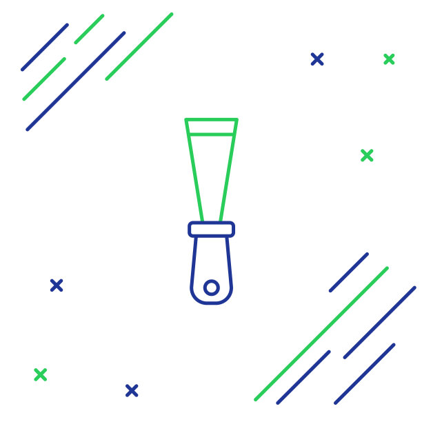 线条油灰刀图标隔离在白色背景上。抹刀修理工具。填缝或涂漆工具。色彩斑斓的轮廓的概念。向量图片下载