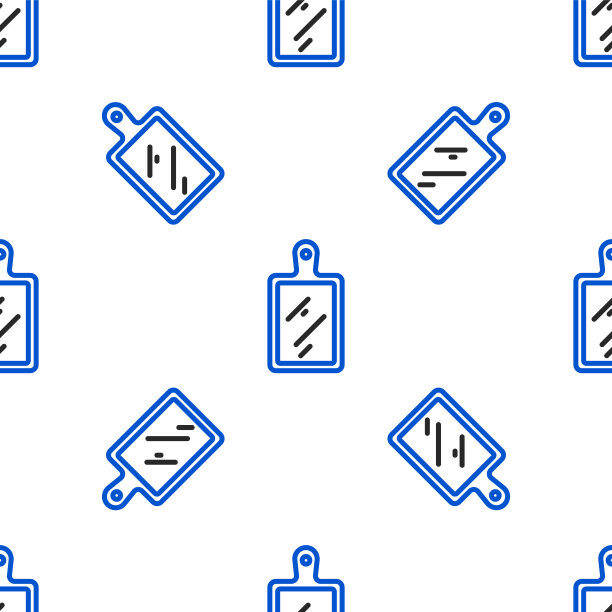 线切割板图标隔离无缝模式上的白色背景。切菜板的象征。色彩斑斓的轮廓的概念。向量图片下载