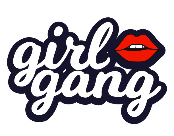 女孩帮派。手绘字母孤立在白色背景。图片下载