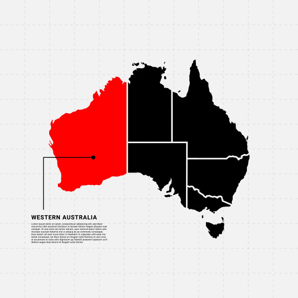 西澳大利亚地图-澳大利亚矢量设计模板。图片下载