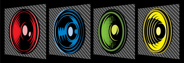 一组不同的扬声器。矢量彩色插图。为设计元素。碳纤维的背景图片下载