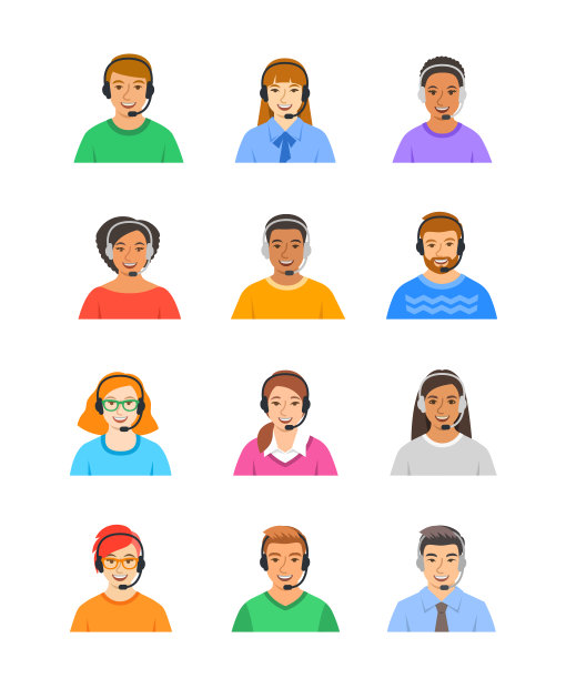 呼叫中心客户支持操作员平面矢量图标图片下载