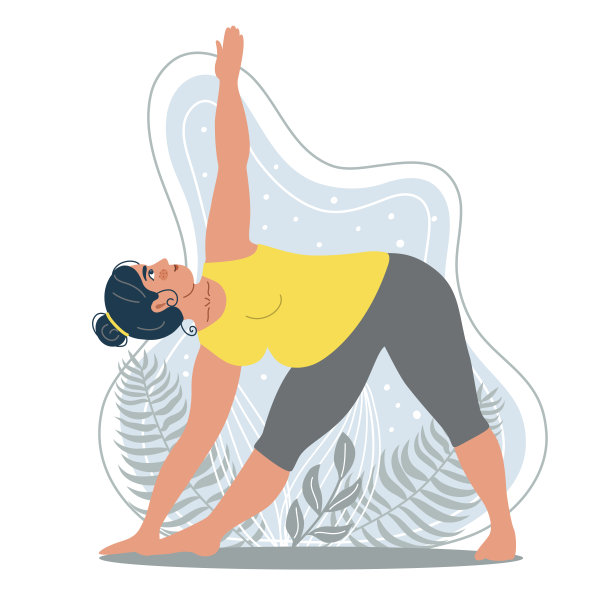 大号的女人在自然的背景下做瑜伽。插图瑜伽，冥想，放松和健康的生活方式。矢量插图在平面卡通风格。图片下载