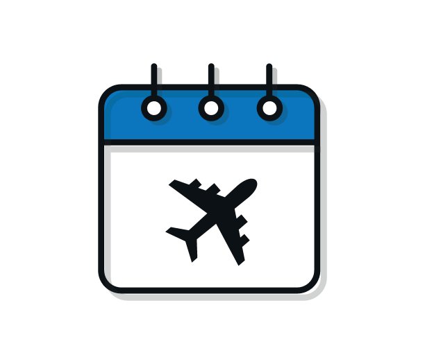 旅行计划日历和飞机图标孤立。计划好的假期旅行。图片下载