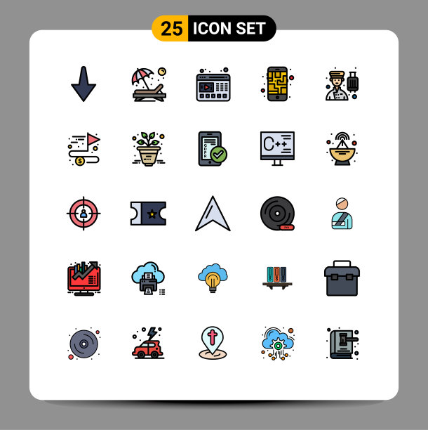 股票图标包25行符号和符号图片下载