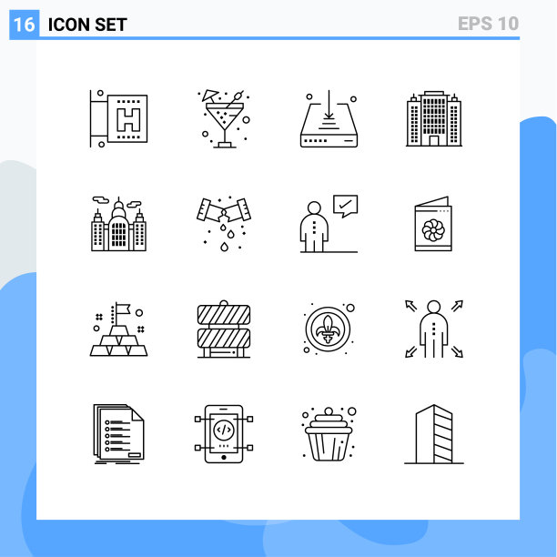 为房屋建筑设置16个网格轮廓图片下载