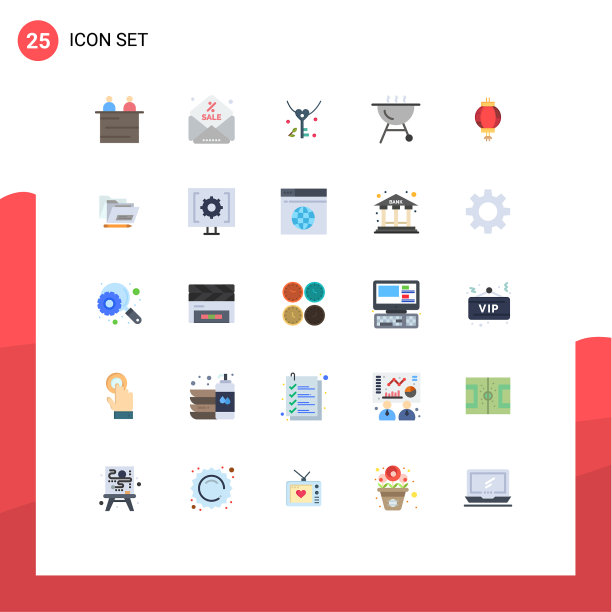 25个主题平色和可编辑的符号图片下载