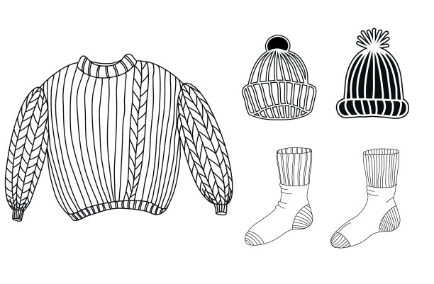 一套暖和的冬天衣服毛衣袜子帽子图片下载