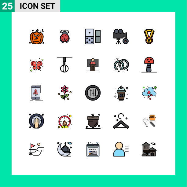 为卷筒纸设置25种通用填充线平面颜色图片下载