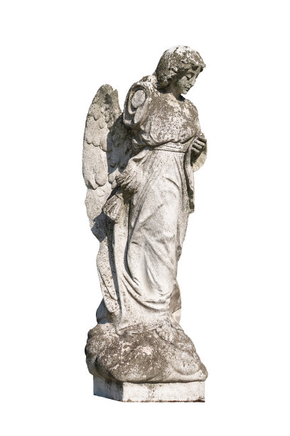 一个年轻天使的雕像孤立在白色图片下载