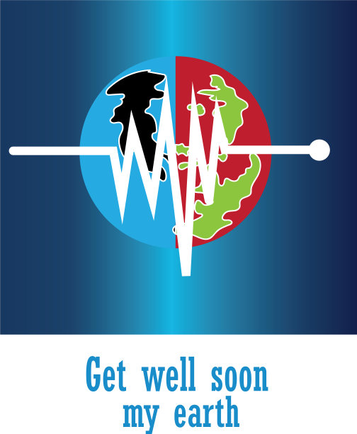 地球心跳蓝色背景设计图片下载