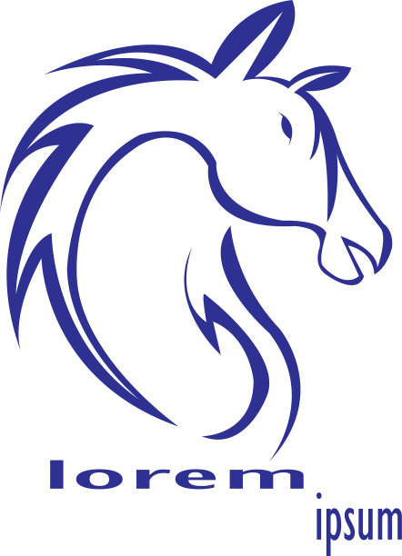 马头标志蓝线设计图片下载