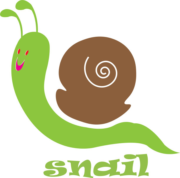 可爱的蜗牛标志颜色设计图片下载