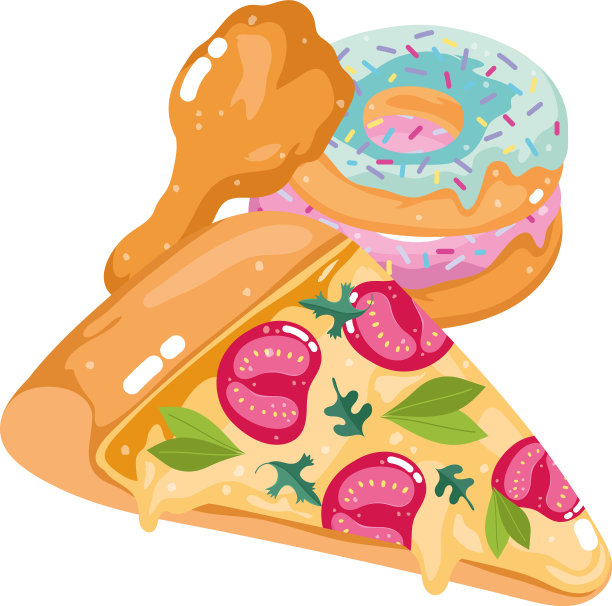 快餐，比萨饼，鸡肉和甜甜圈菜单餐厅图片下载