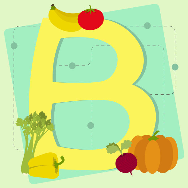 从程式化的字母水果和蔬菜图片下载