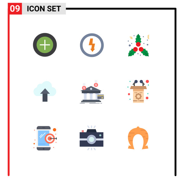 可编辑线包9个简单的平面颜色图片下载