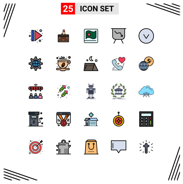 设置25商业填充线平面颜色包图片下载