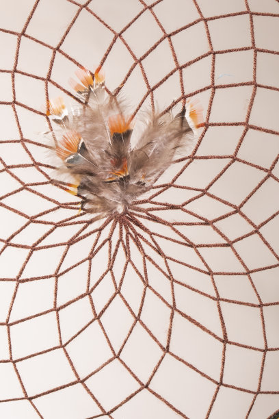 捕梦网是用黄色和绿色的绳子在演播室拉成的图片下载