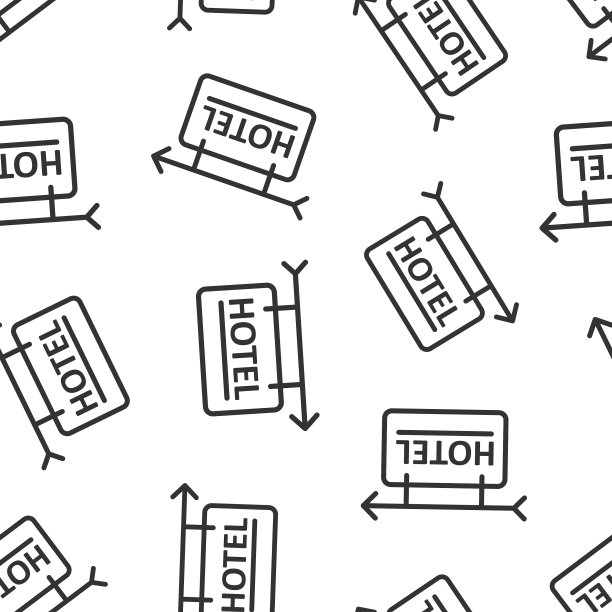 酒店标志图标在扁平风格的客栈上白色图片下载