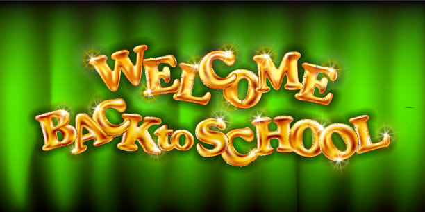 金色欢迎回到学校绿色背景图片下载