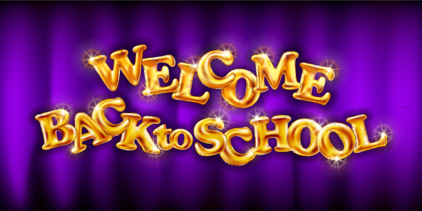 金色欢迎回到学校紫罗兰背景图片下载