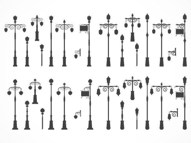 白色背景下的路灯图片下载