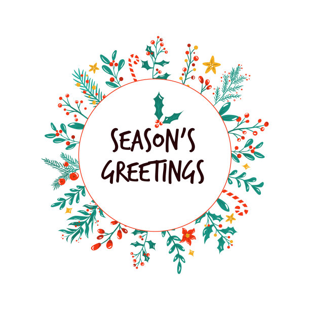 圣诞装饰花圈具有节日元素、象征意义。冬天传统花环图片下载