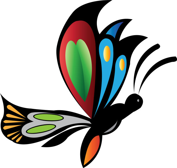 蝴蝶图标彩色设计图片下载