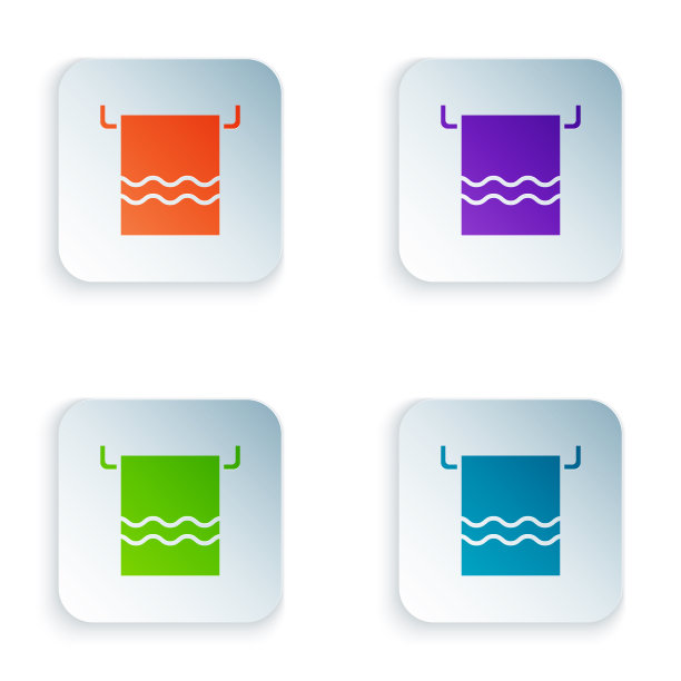 彩色毛巾上的衣架图标孤立在白色图片下载