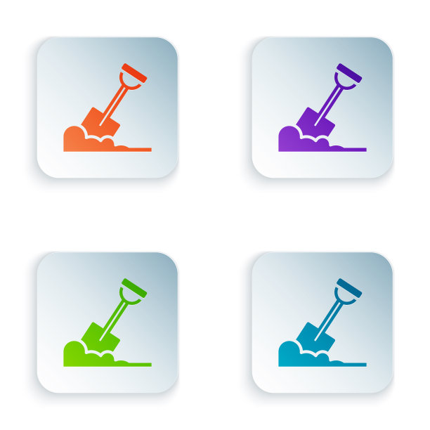 颜色铲在地面图标孤立在白色图片下载