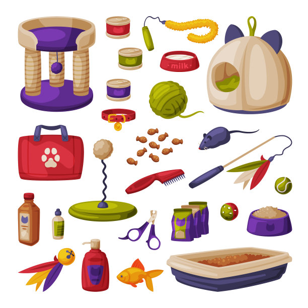 猫用品套装宠物用品店食品图片下载