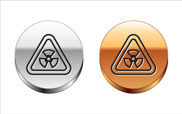 黑线三角形符号与辐射符号图片下载