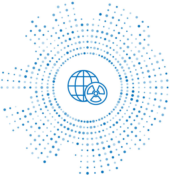 蓝线行星地球和辐射标志图标图片下载