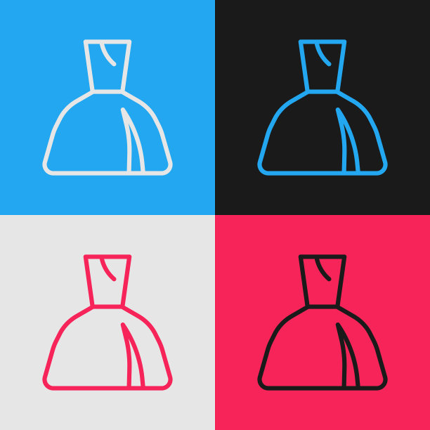 流行艺术线女性服装图标孤立在颜色上图片下载